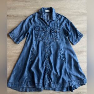 Just Living Chambray Denim Dress SZ XS Flowy Soft Jean Dress